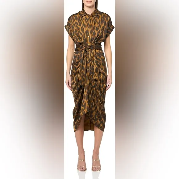 ❤️❤️ Steve Madden Women's Tori Dress Leopard Print Midi Dress❤️❤️