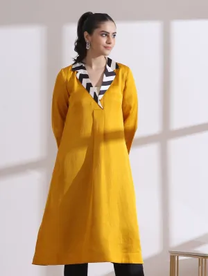 1 Pc - Prf'T Lux Mustard Striped Collar Kurta.