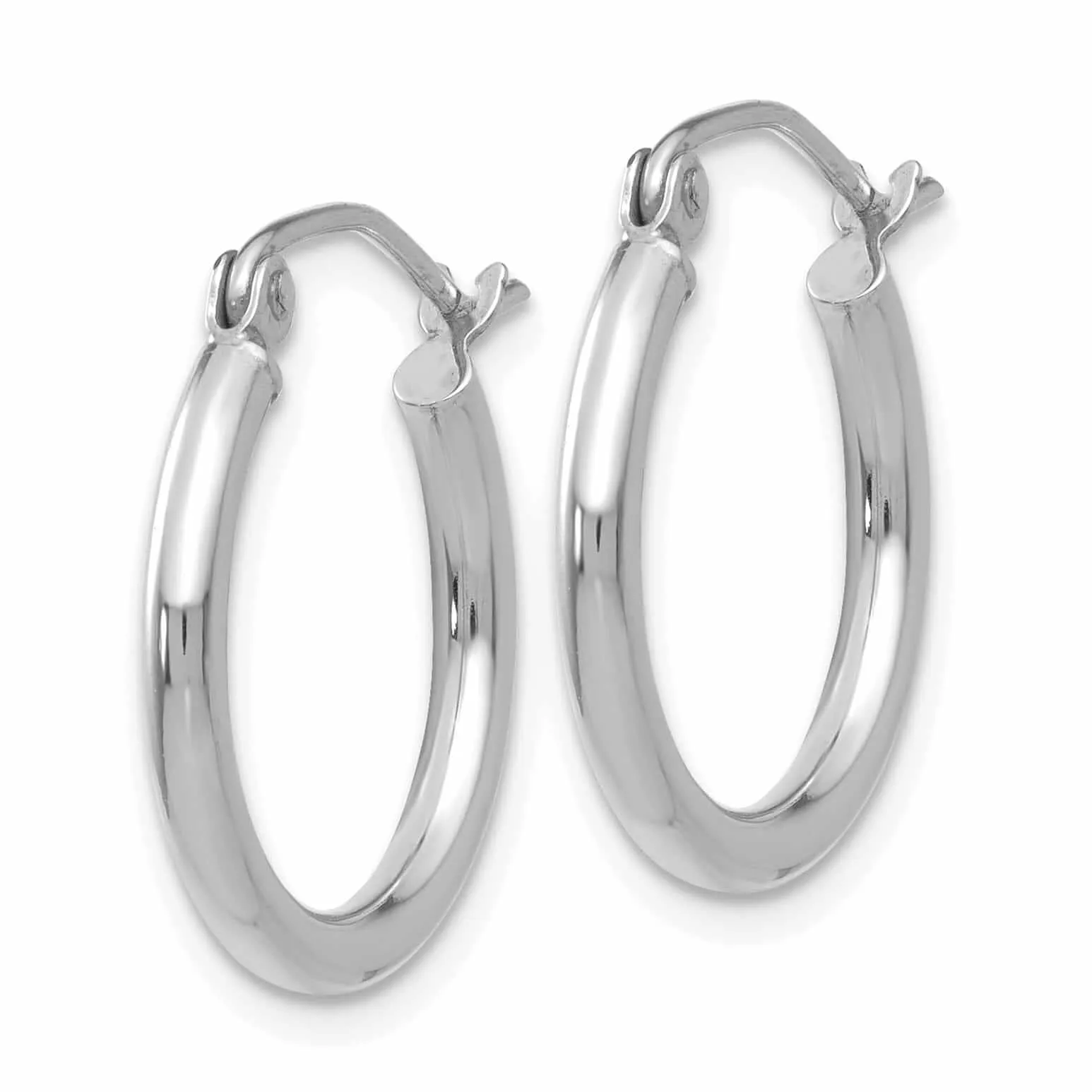 10k White Gold Polished 2MM Round Hoop Earrings