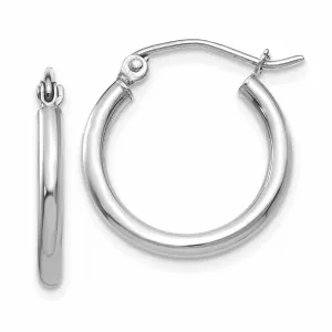 10k White Gold Polished 2MM Round Hoop Earrings