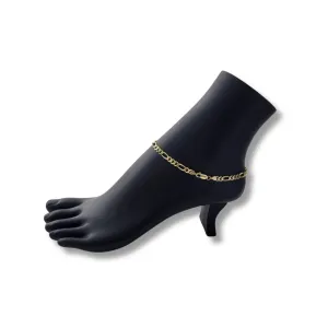 10K Yellow Gold Figaro Anklet
