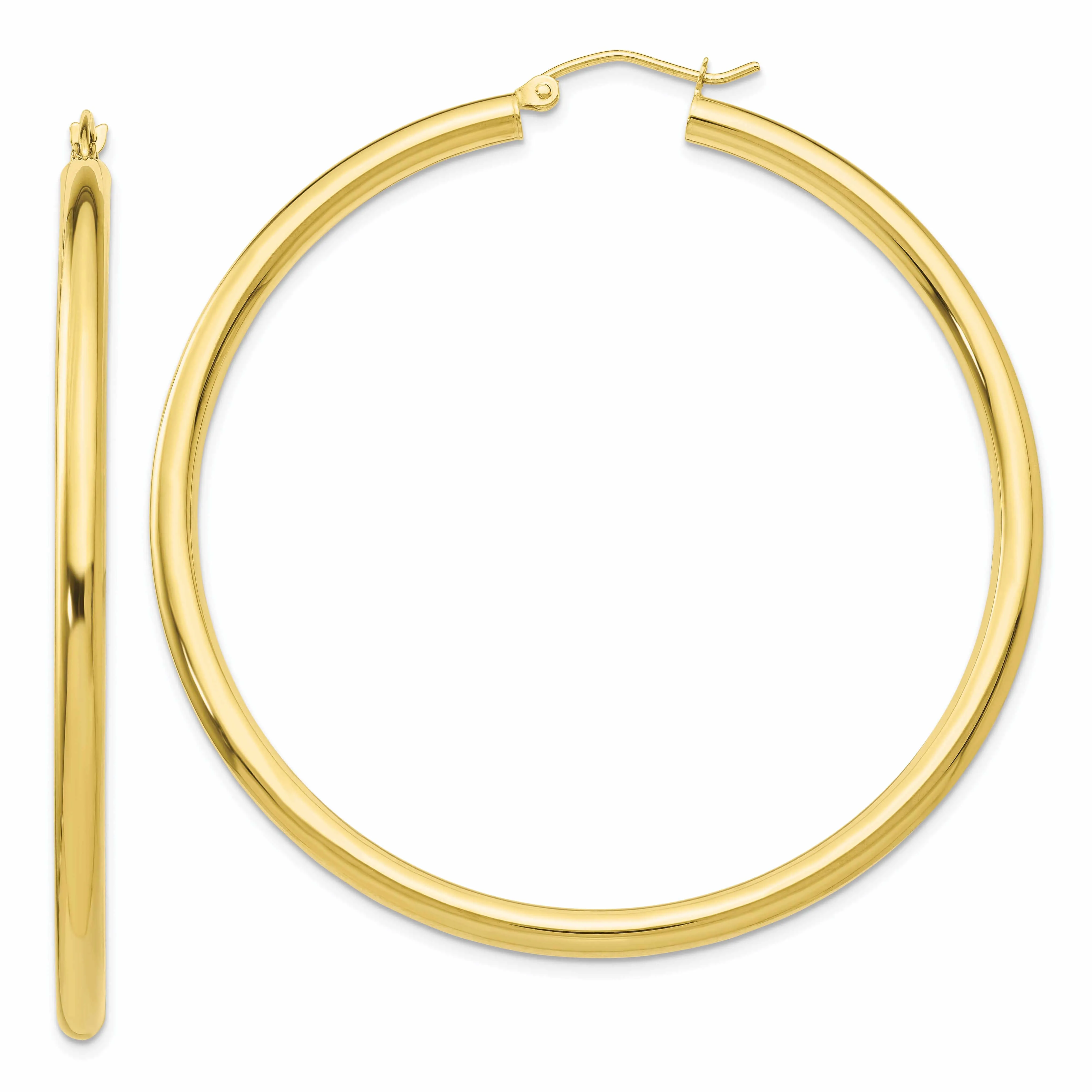 10k Yellow Gold Polish 3MM Wide Round Hoop Earring
