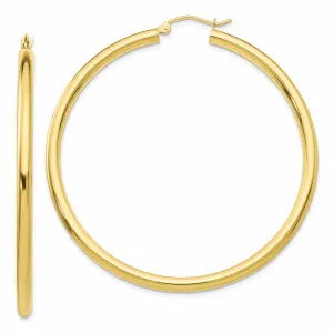10k Yellow Gold Polish 3MM Wide Round Hoop Earring