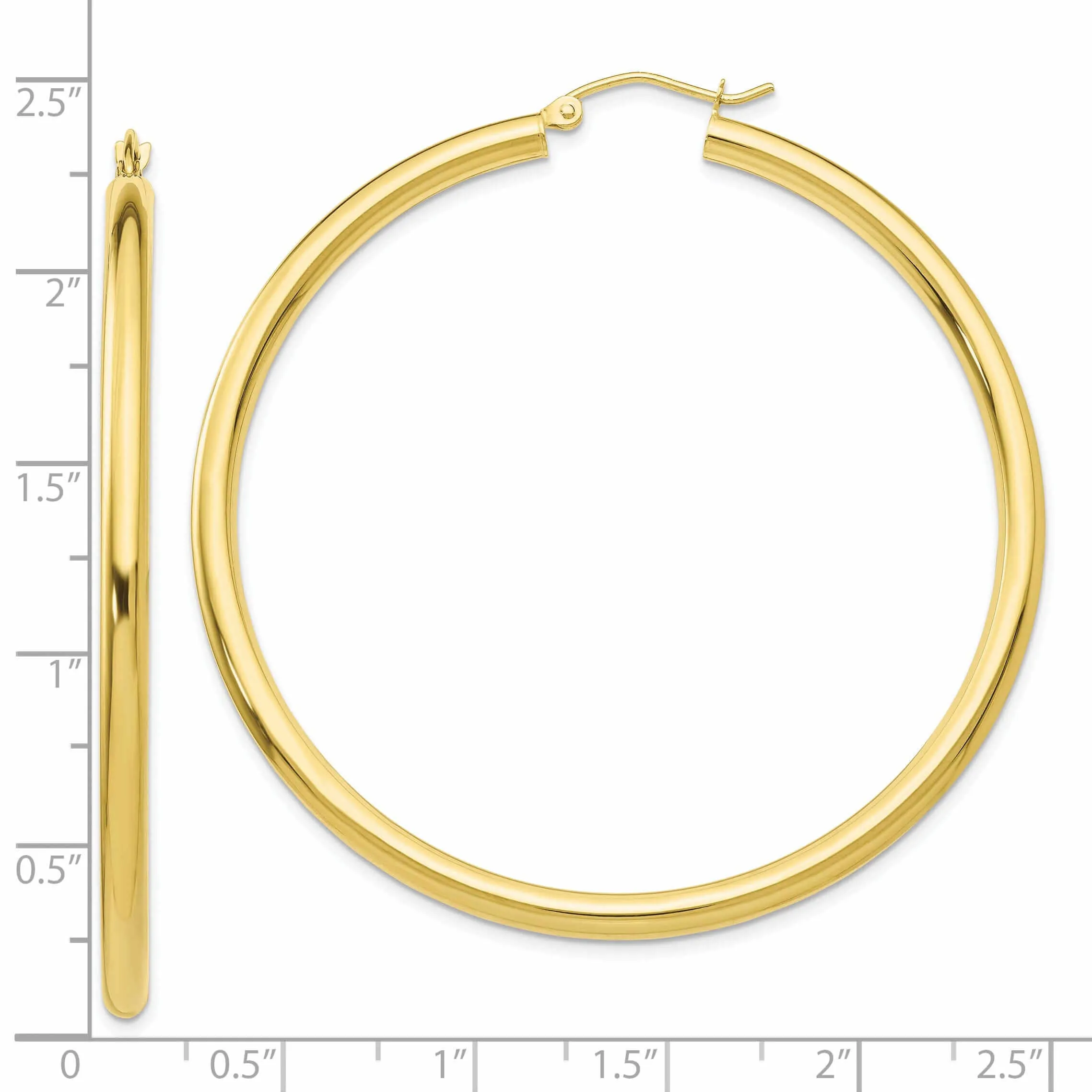 10k Yellow Gold Polish 3MM Wide Round Hoop Earring