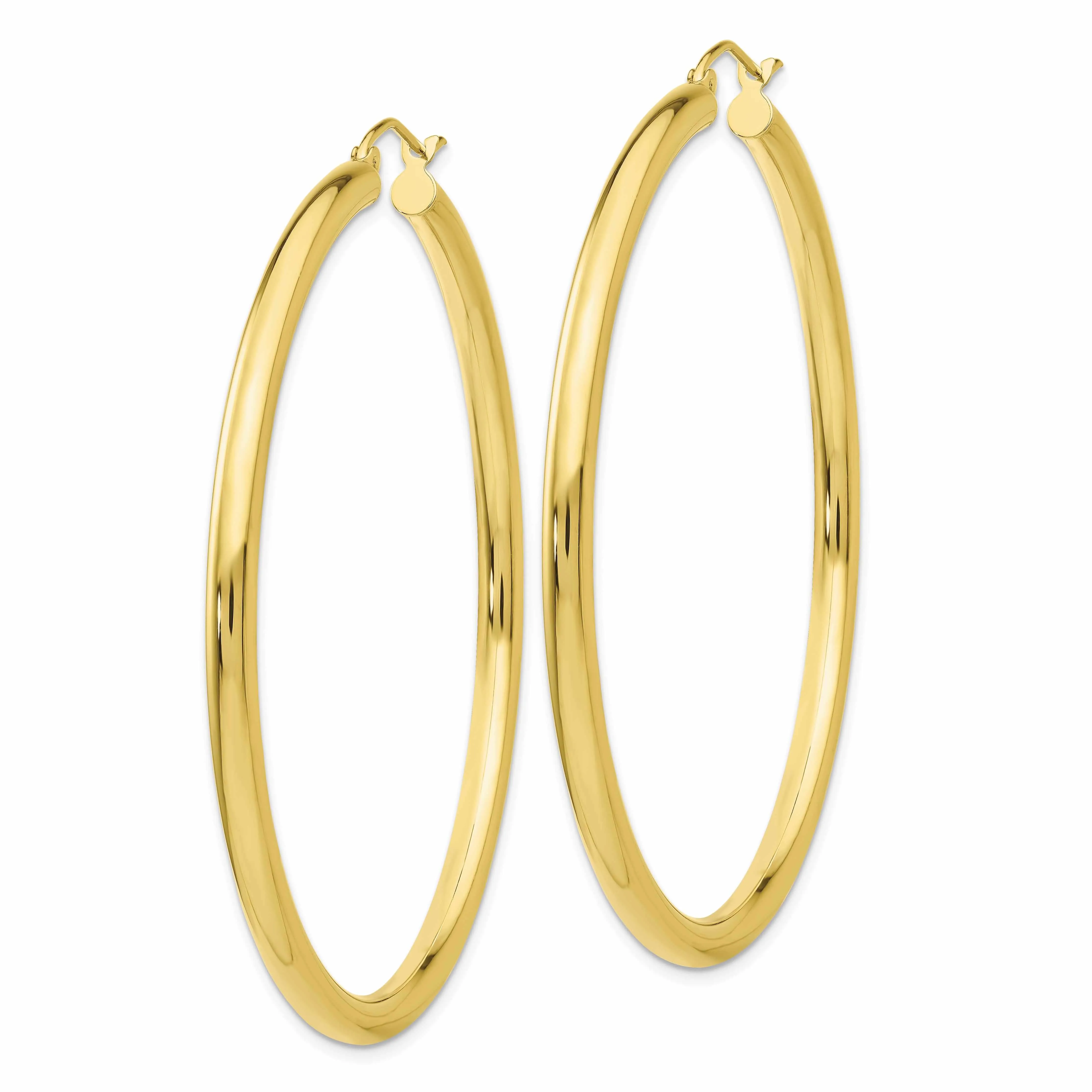 10k Yellow Gold Polish 3MM Wide Round Hoop Earring