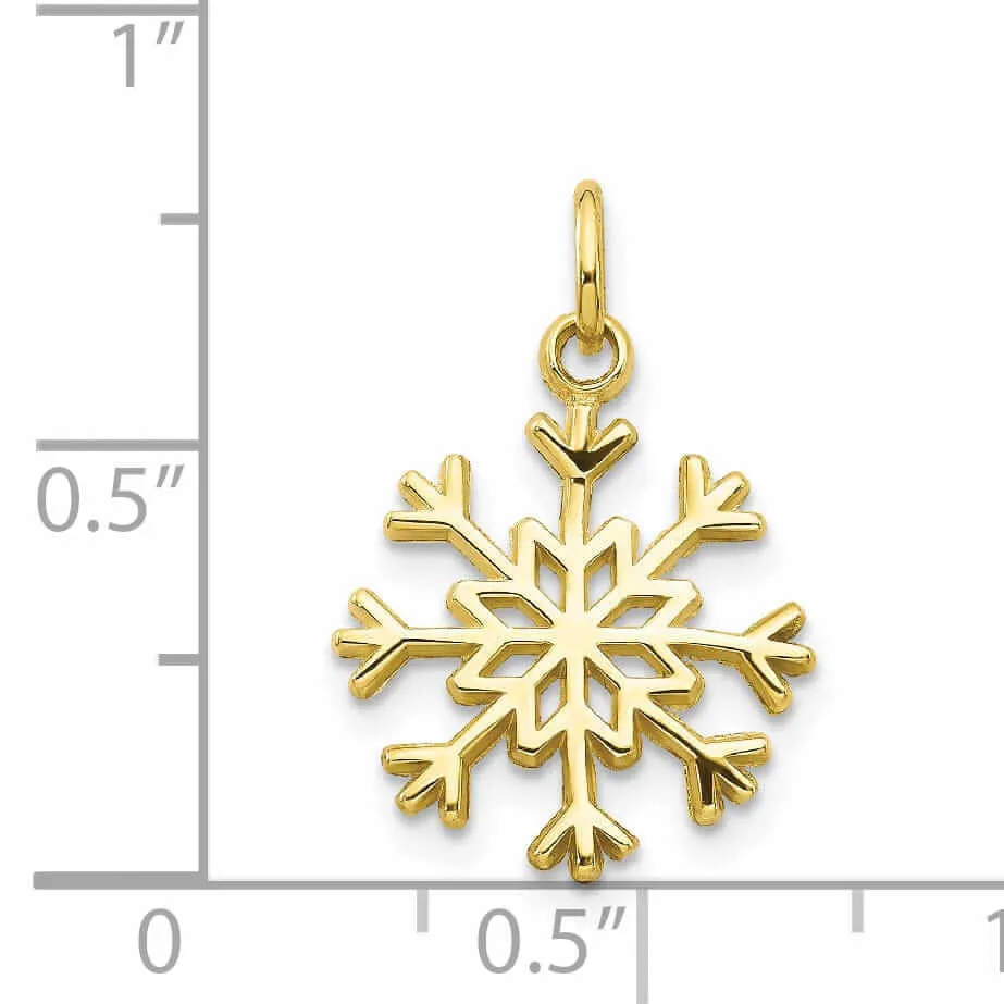 10k Yellow Gold Polish Snowflake Design Pendant
