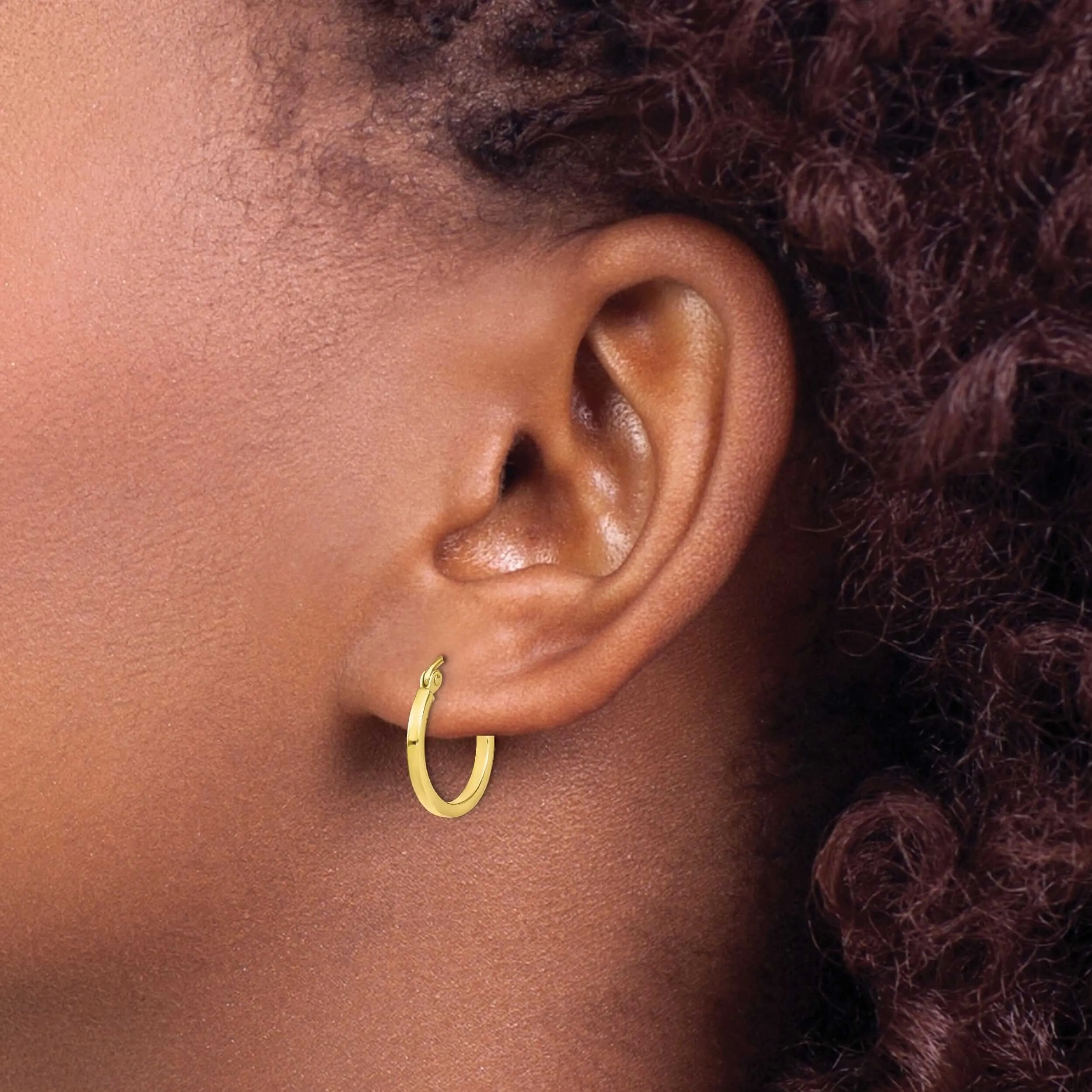 10kt Yellow Gold Polished Hinged Hoop Earrings
