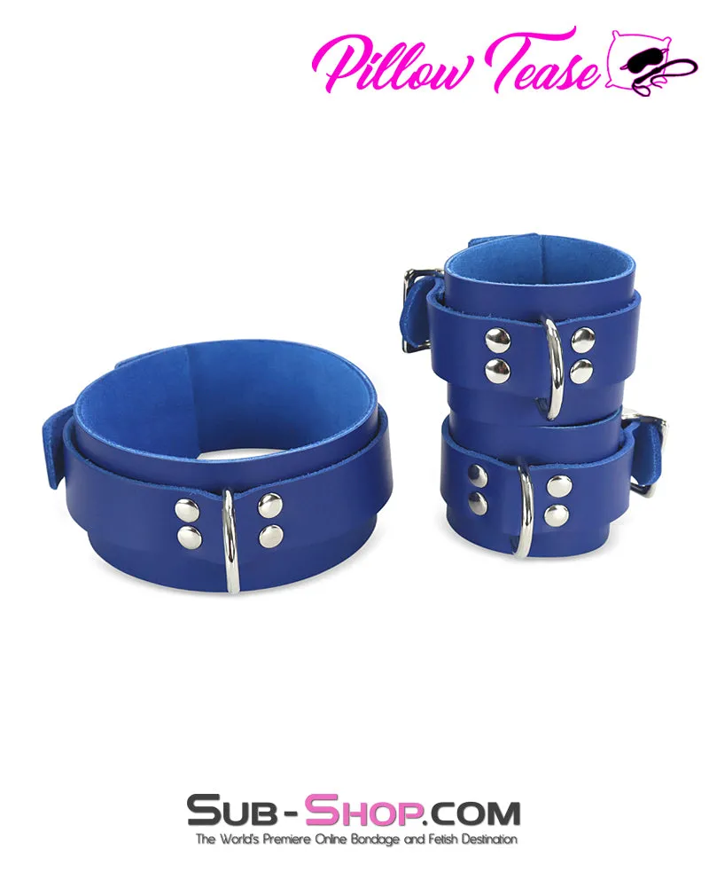 1443A      Royal Blue Leather Bondage Collar
