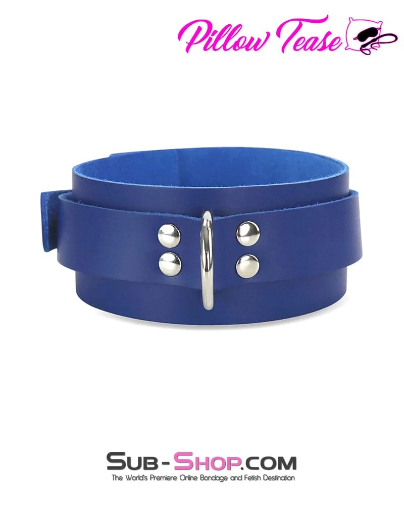1443A      Royal Blue Leather Bondage Collar