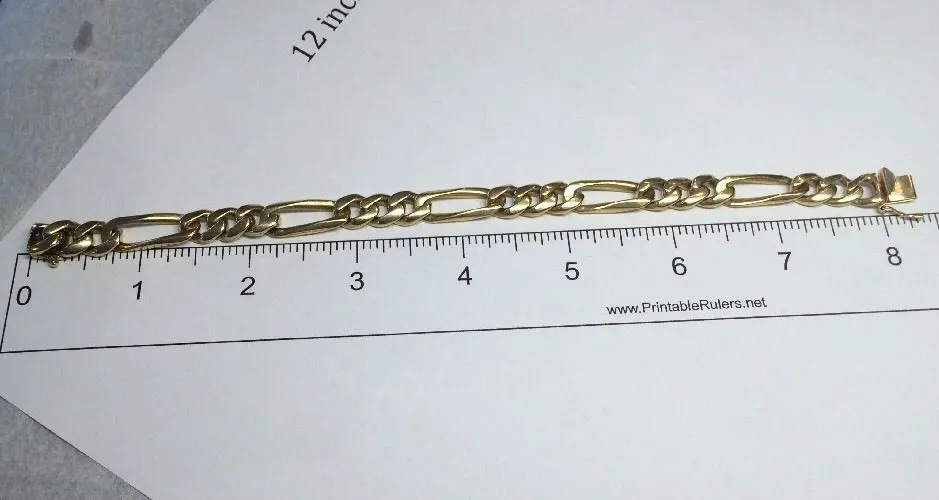 14k Solid Gold Men's Figaro Bracelet 8 Inches 36.0 Grams