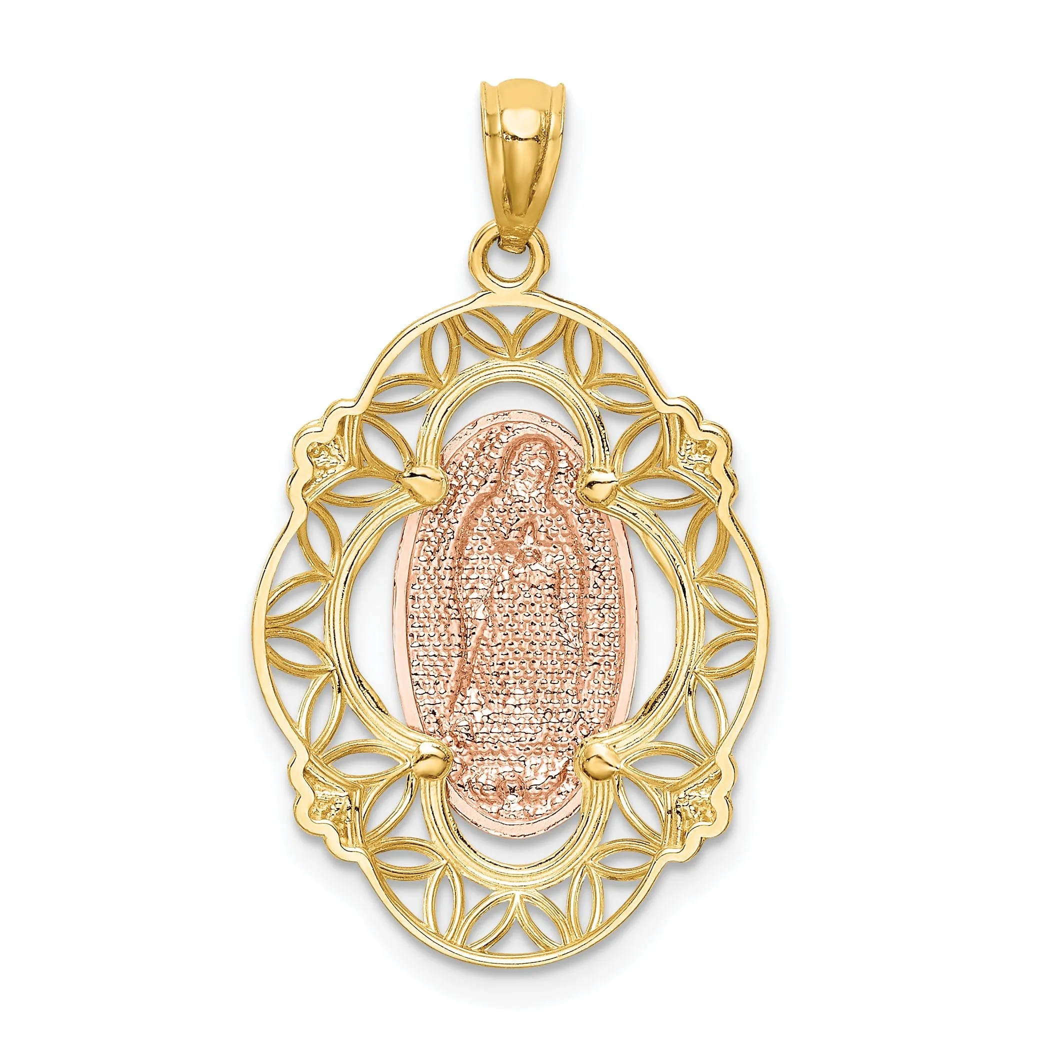 14k Tri-Color Guadalupe Medal Pendant