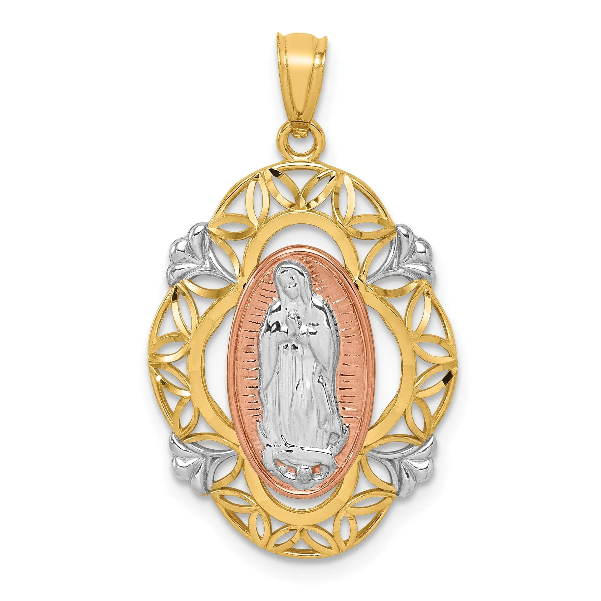 14k Tri-Color Guadalupe Medal Pendant