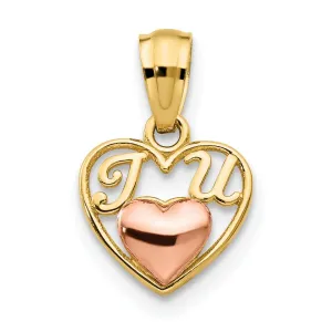 14k Two Tone Gold Mini I Love U Charm Pendant