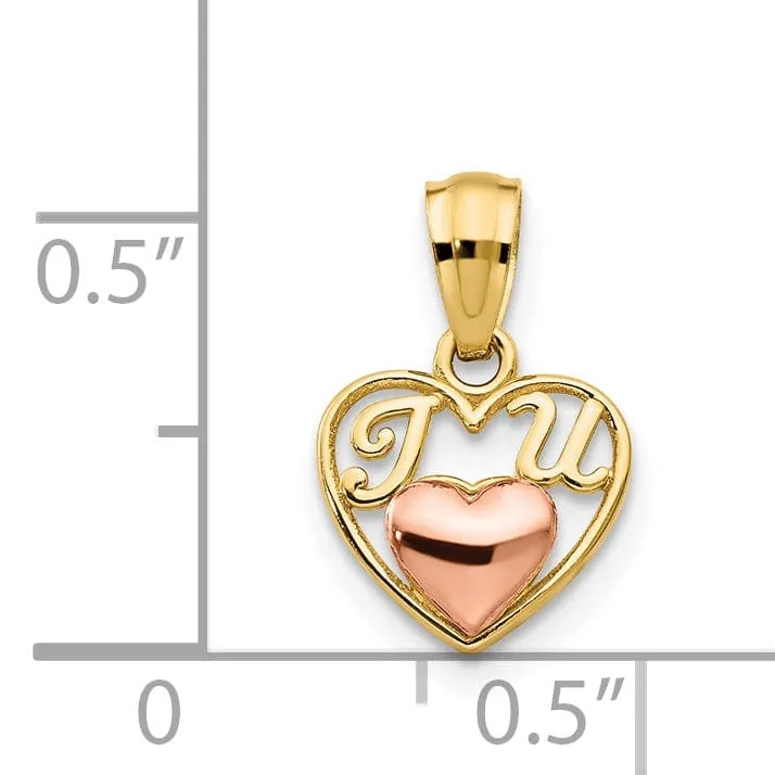 14k Two Tone Gold Mini I Love U Charm Pendant