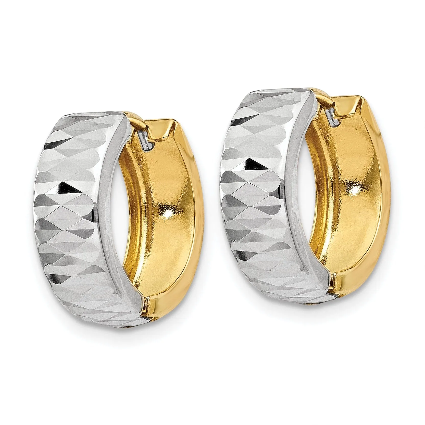 14k Two-tone Polished Hoop Earrings