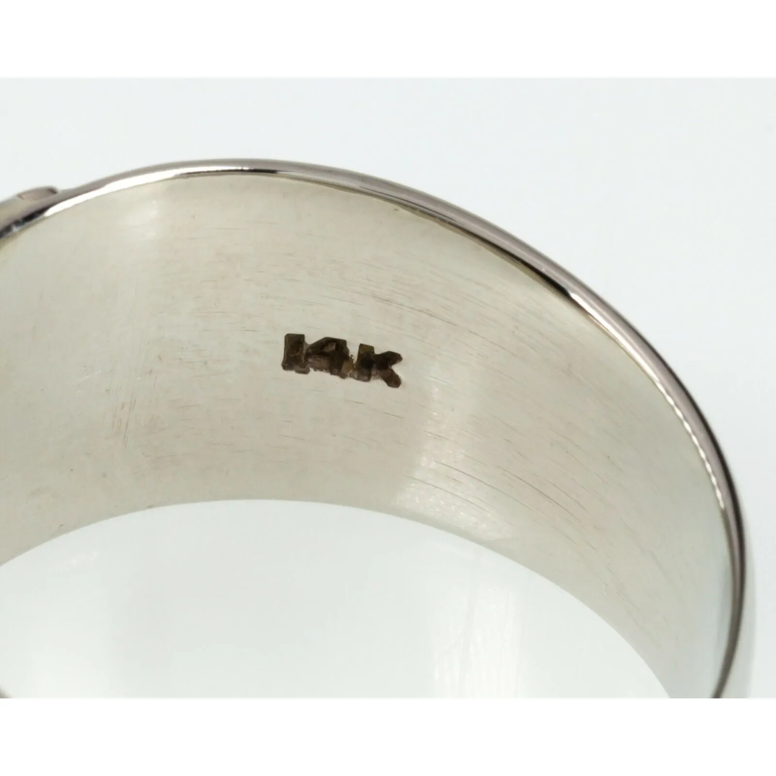 14k White Gold 32nd Degree Mason Eagle Diamond Ring with Enamel Size 11.5