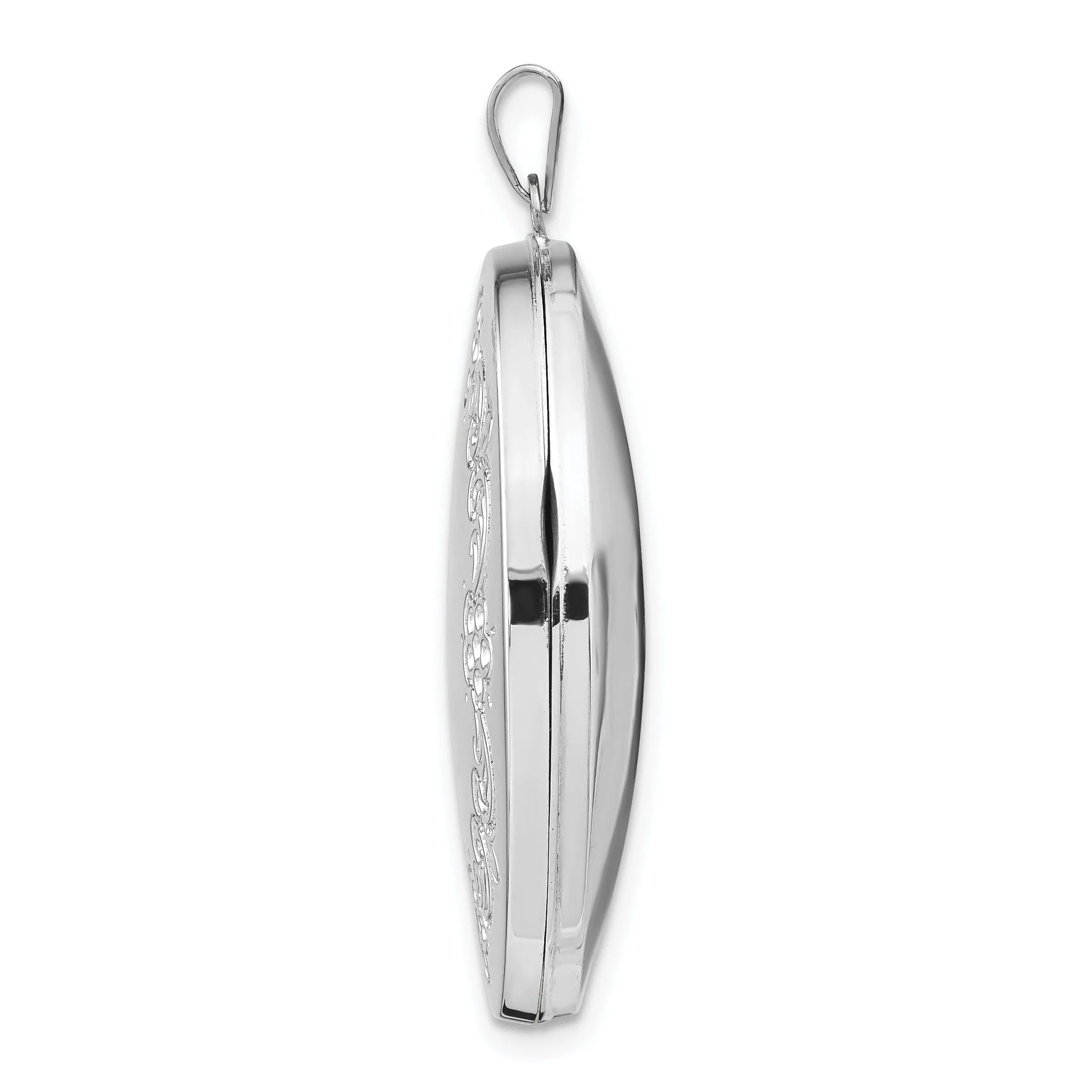 14k White Gold Oval Locket Pendant