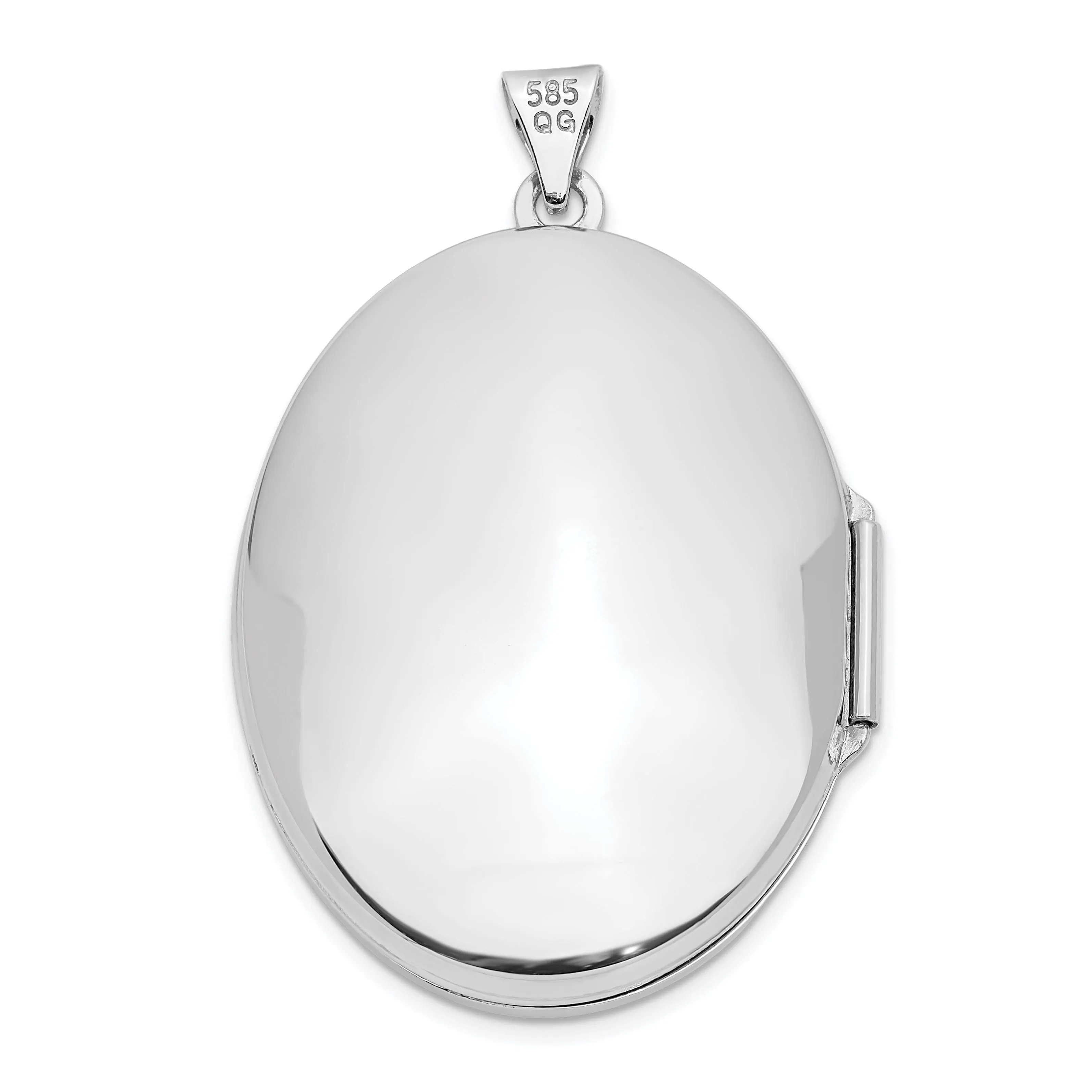 14k White Gold Oval Locket Pendant