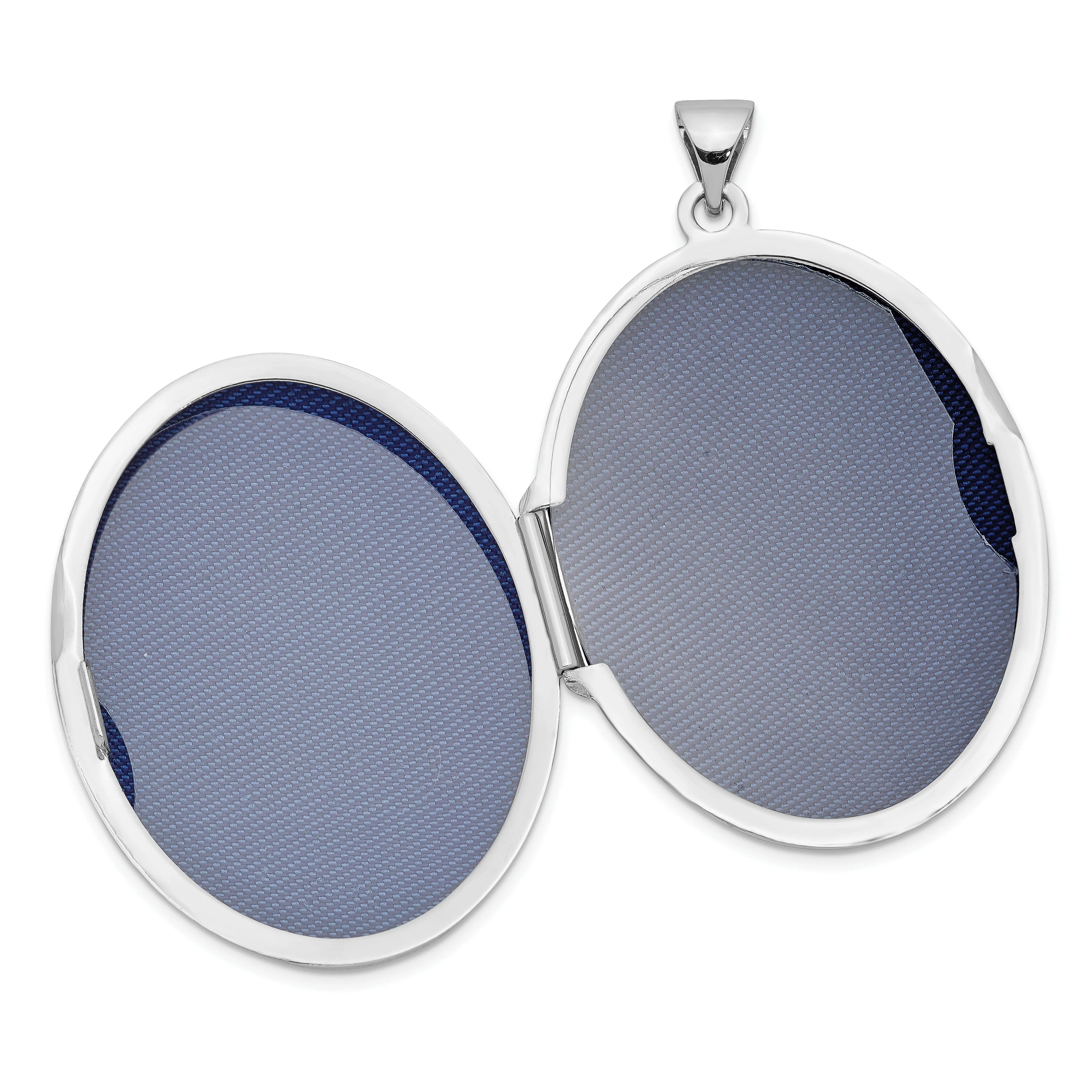14k White Gold Oval Locket Pendant