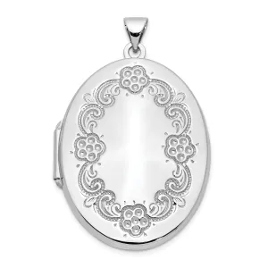 14k White Gold Oval Locket Pendant