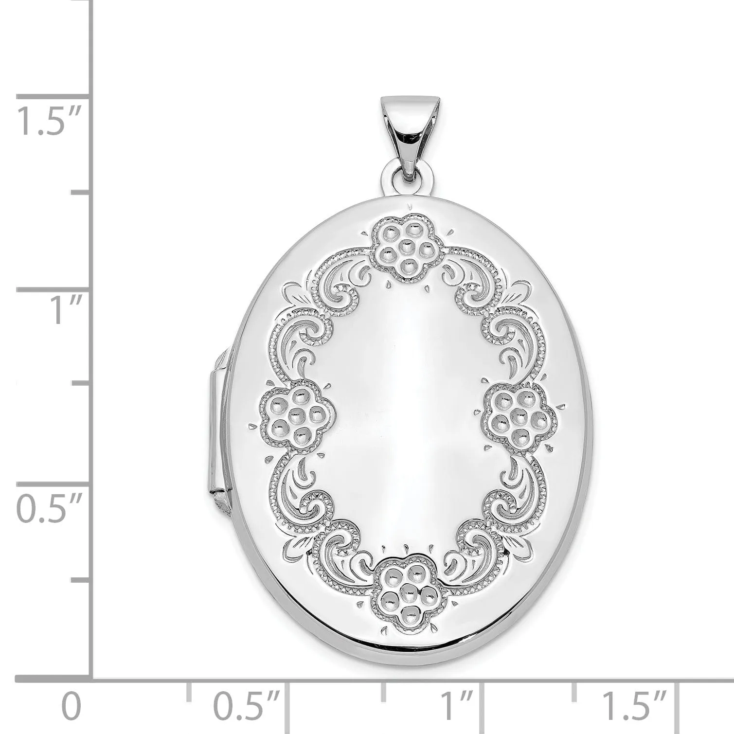 14k White Gold Oval Locket Pendant