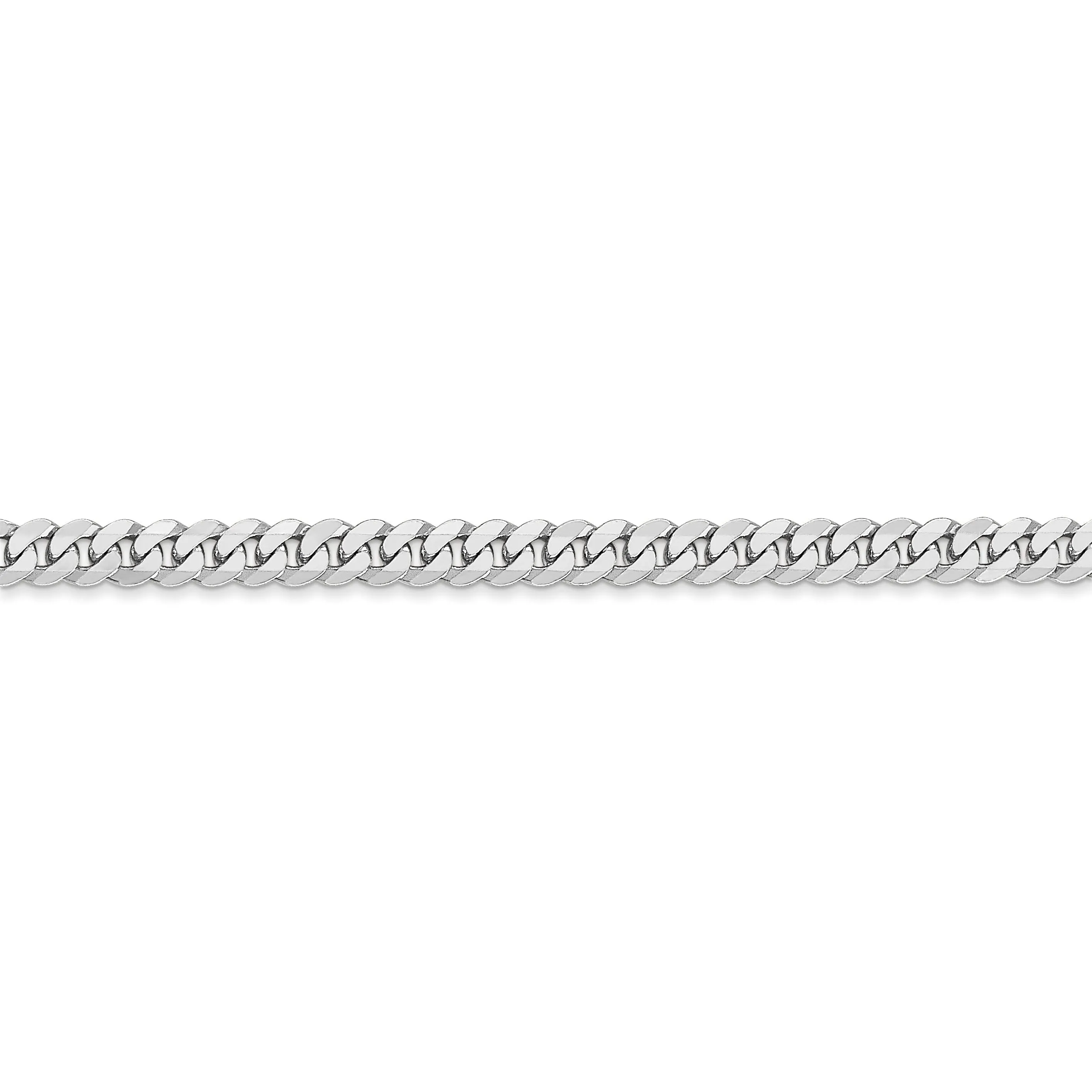 14k White Gold Polished 3.90mm Flat Curb Chain