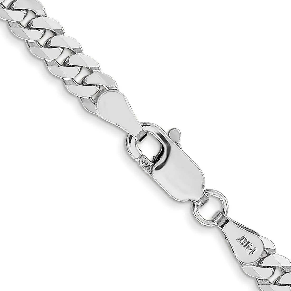 14k White Gold Polished 3.90mm Flat Curb Chain