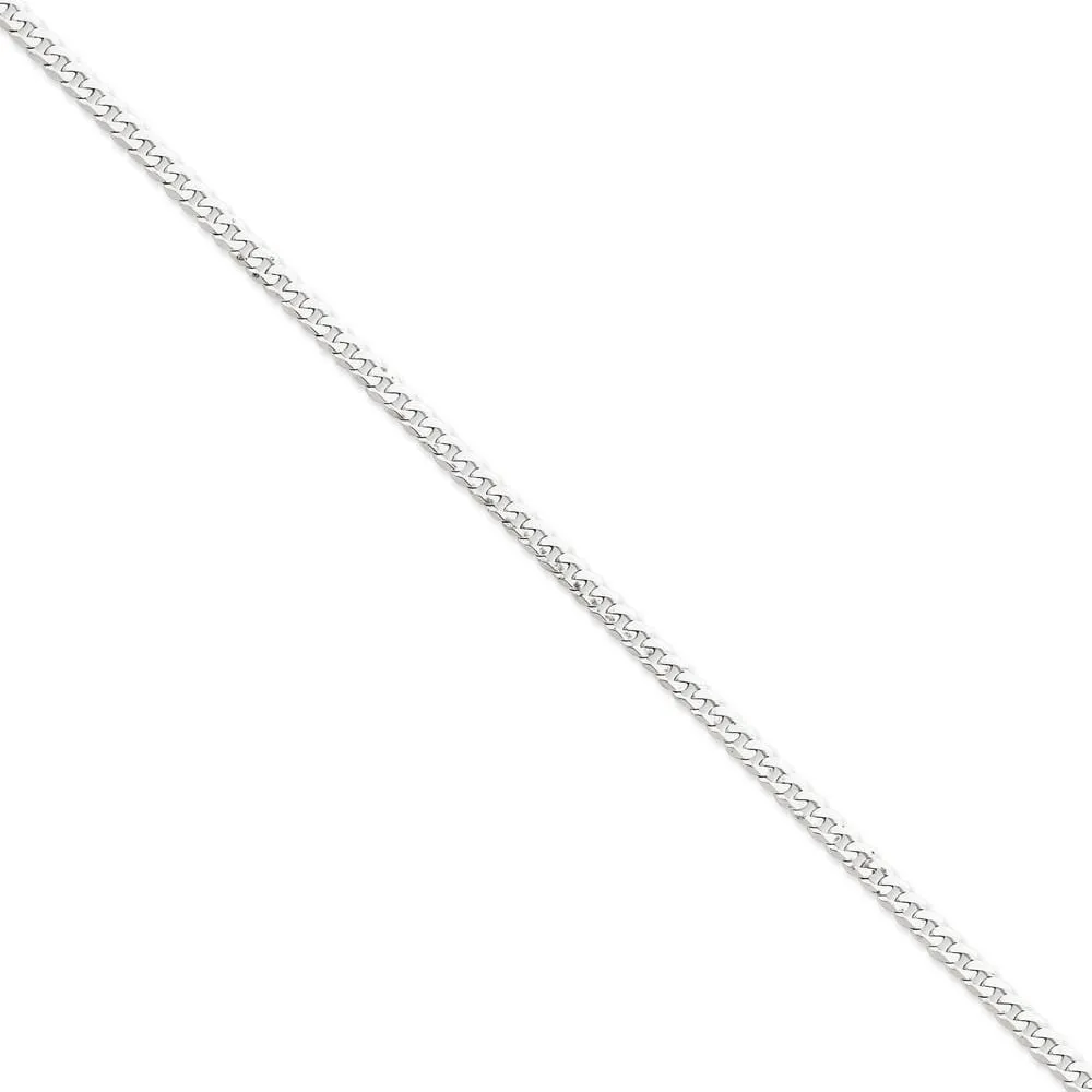 14k White Gold Polished 3.90mm Flat Curb Chain