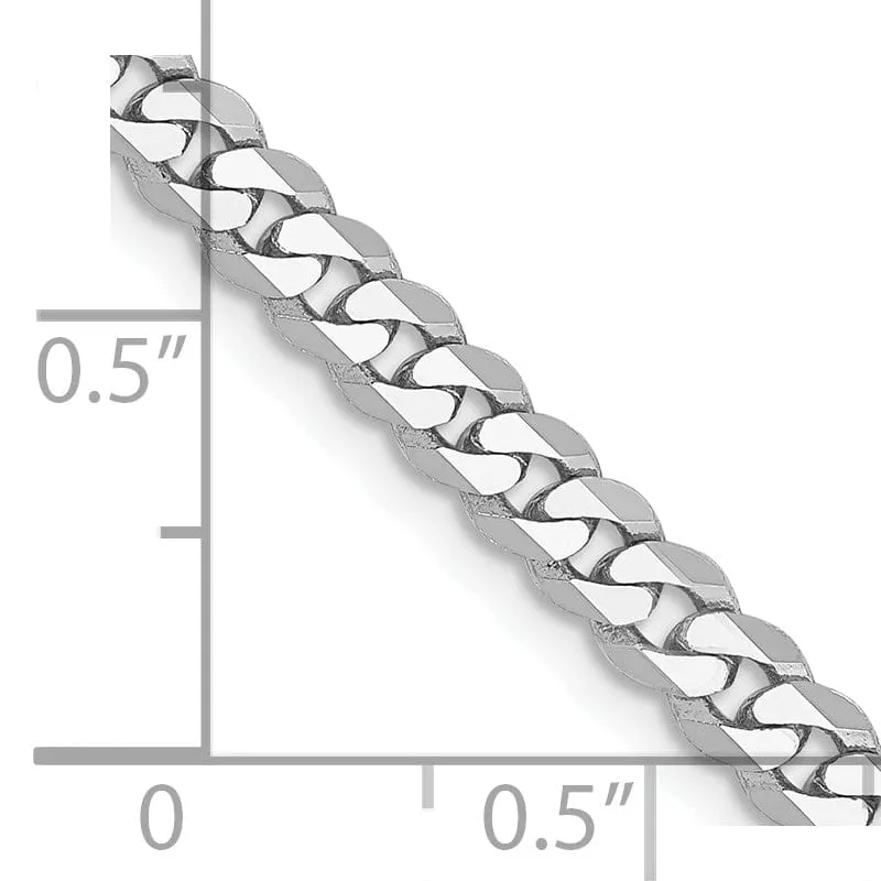 14k White Gold Polished 3.90mm Flat Curb Chain