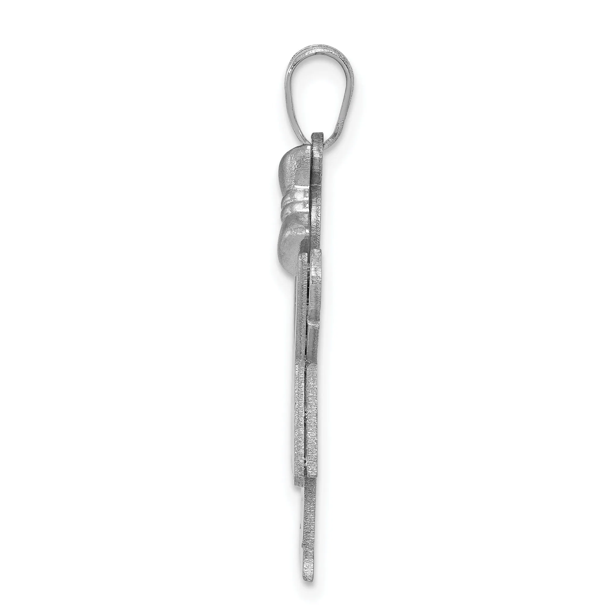 14k White Gold Solid Girl With Bow Love Charm