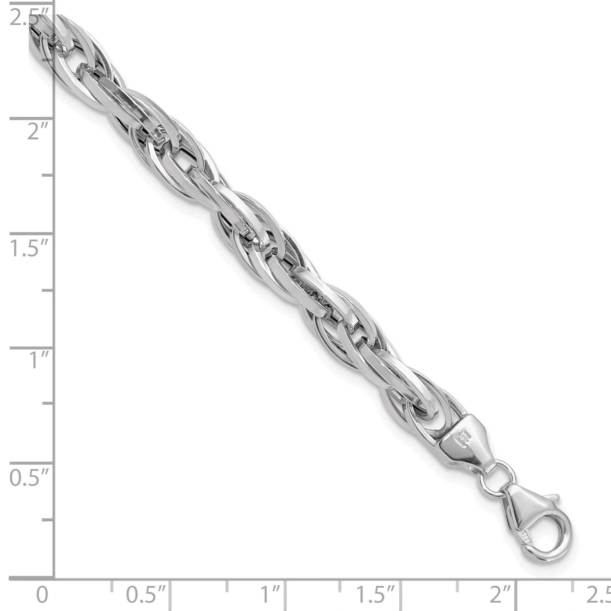14K White Polished Fancy Link Bracelet