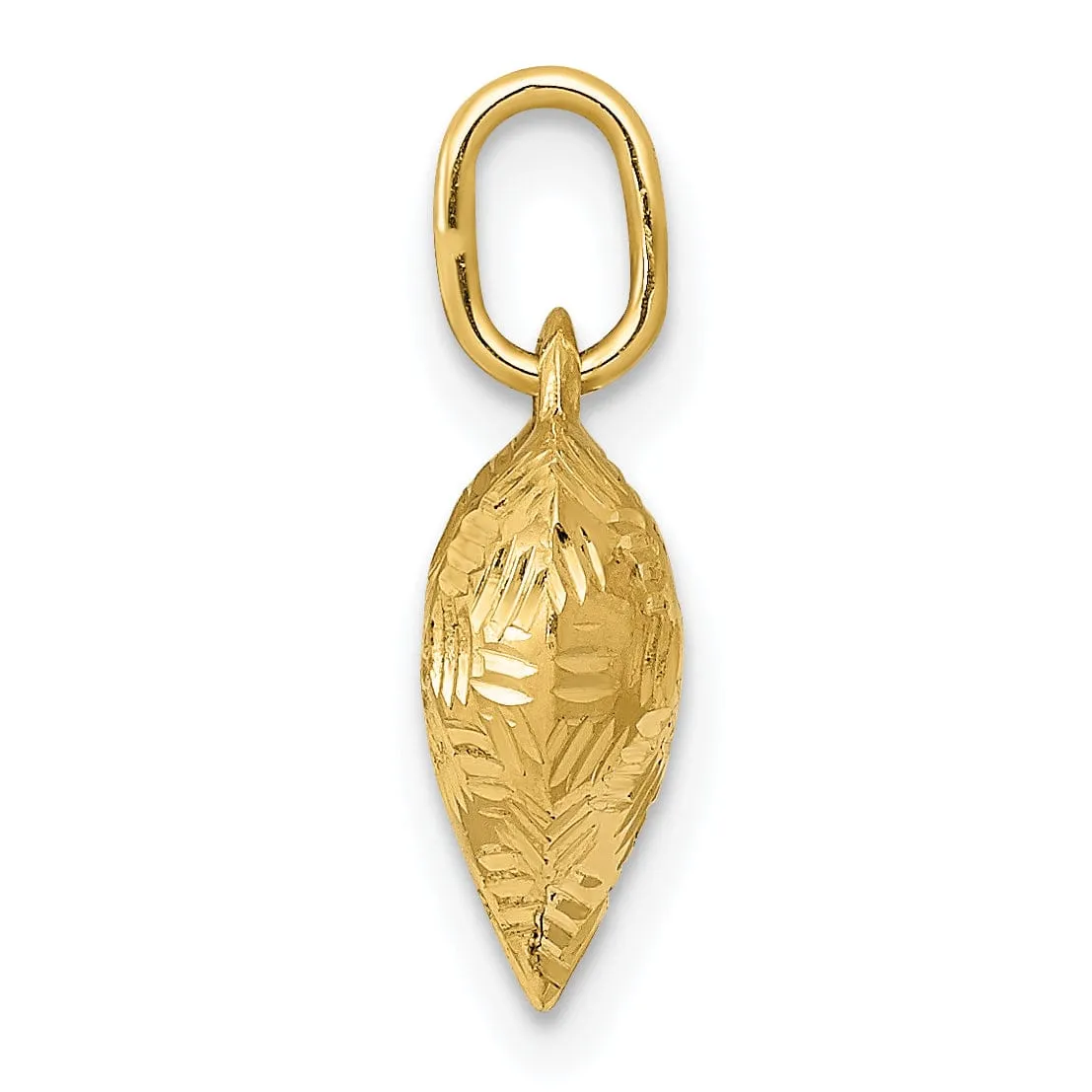 14K Yellow Gold Hollow Polished Diamond Cut Finish Basket Weave Pattern Design 3-Dimensional Puff Heart Charm Pendant