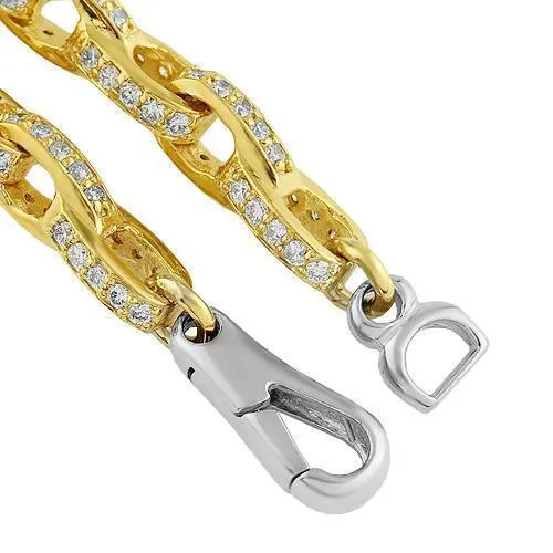 14k Yellow Gold Mens Diamond Hermes Link Chain 22.00 Ctw