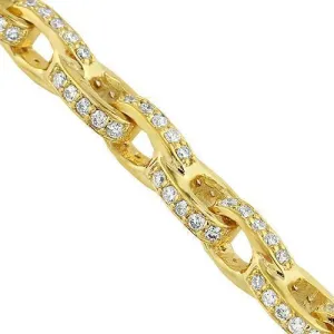 14k Yellow Gold Mens Diamond Hermes Link Chain 22.00 Ctw
