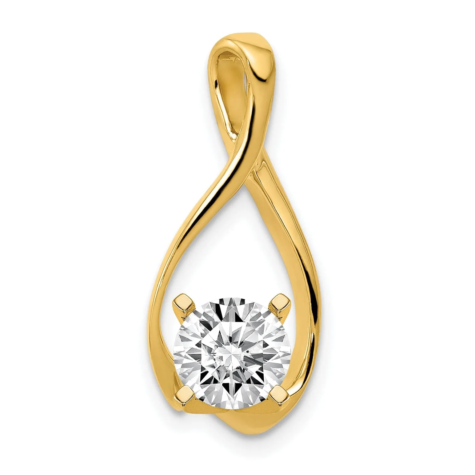 14k Yellow Gold Peg Set Chain Slide Pendant