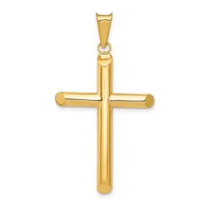 14k Yellow Gold Polished 3-D Tube Cross Pendant
