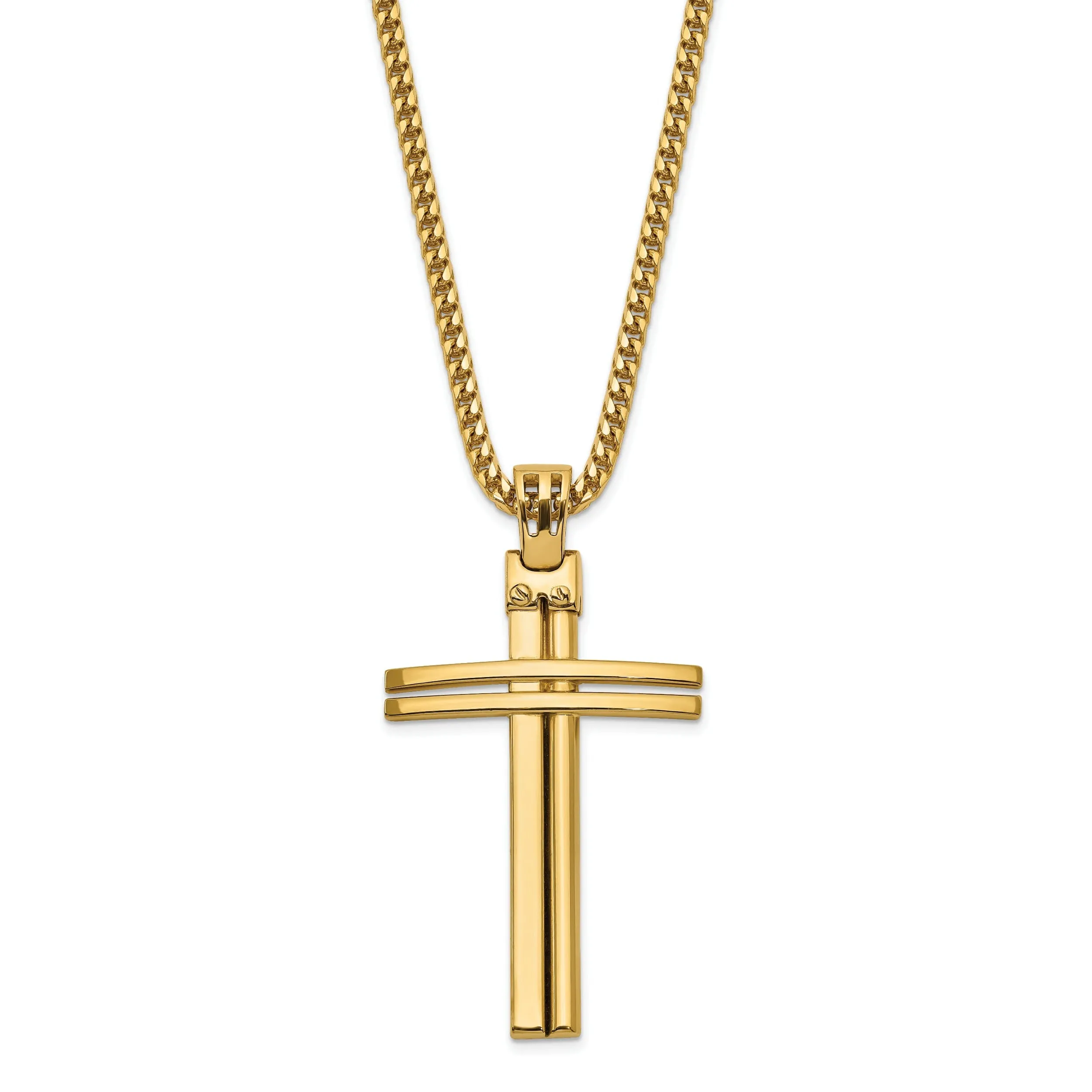 14k Yellow Gold Polished Cross Pendant