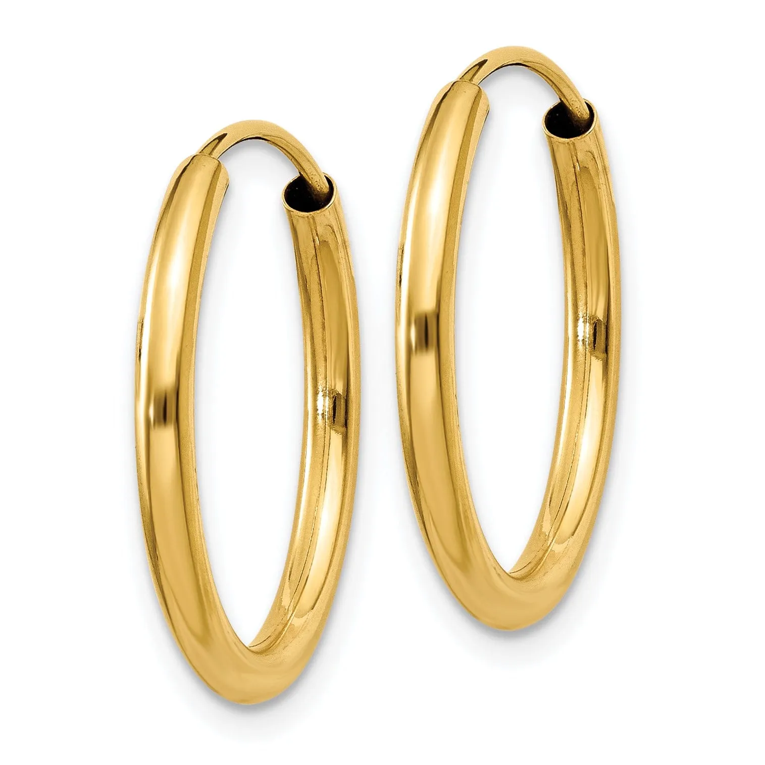 14k Yellow Gold Polished Endless Hoops 2mm x 21mm
