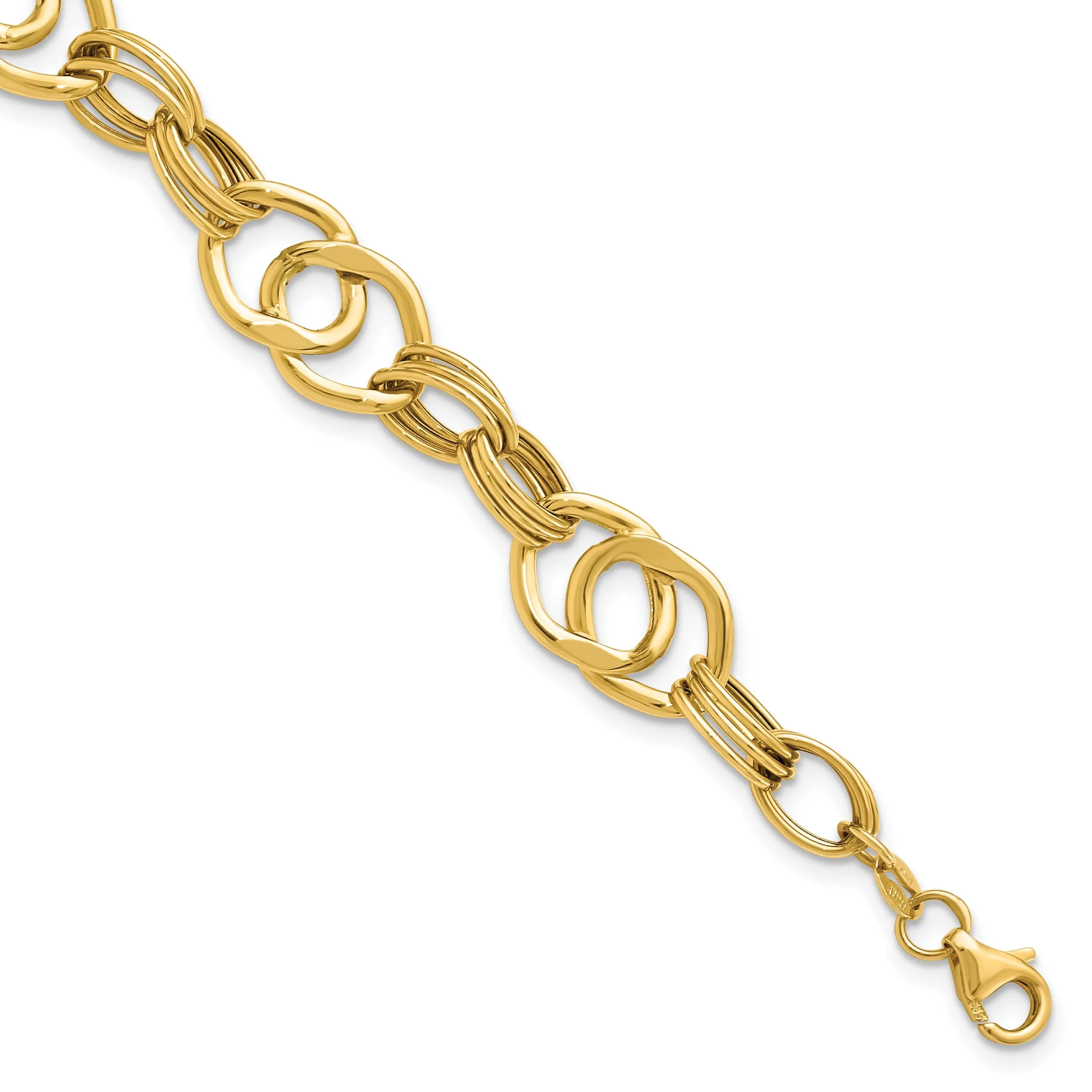 14k Yellow Gold Polished Fancy Link Bracelet