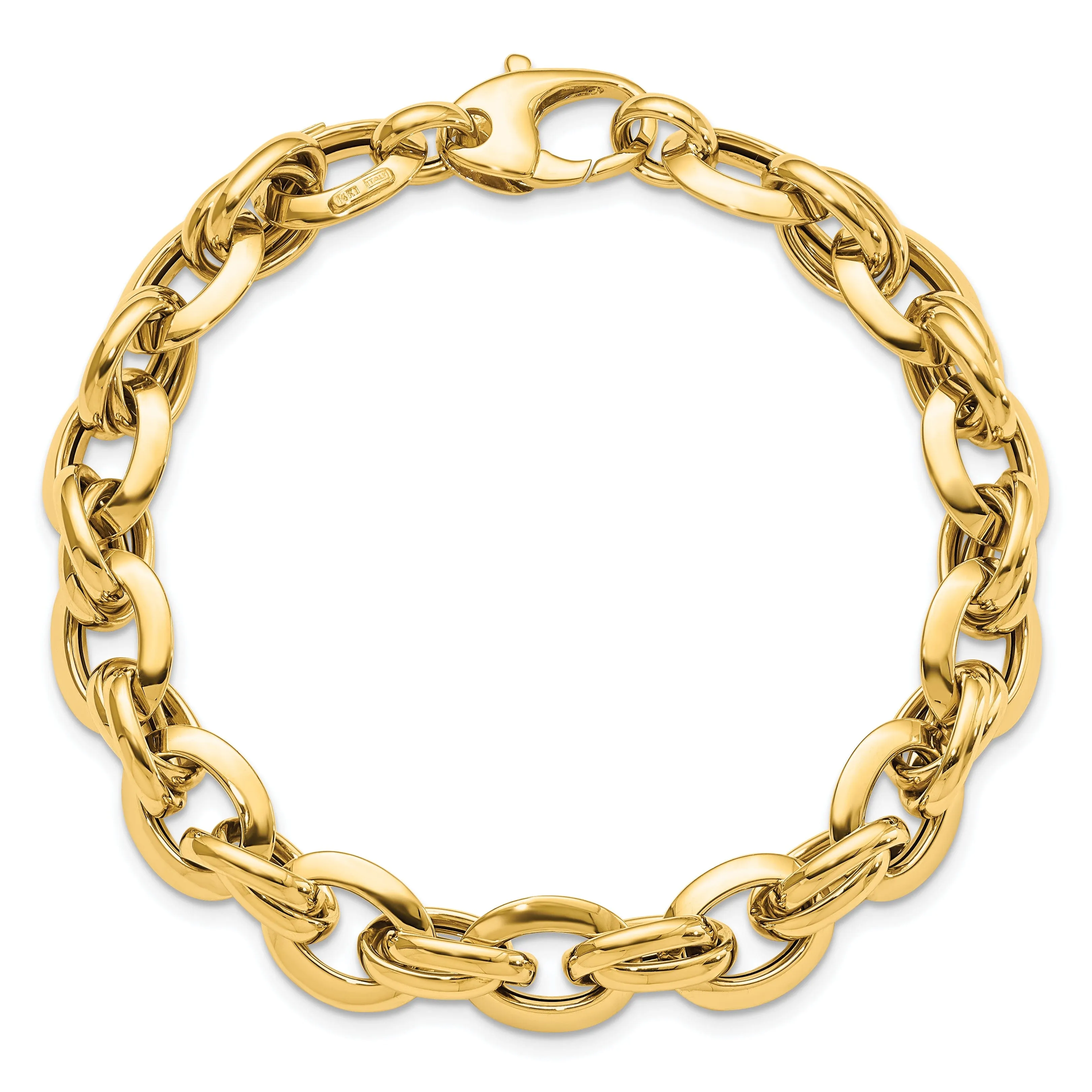 14k Yellow Gold Polished Fancy Link Bracelet