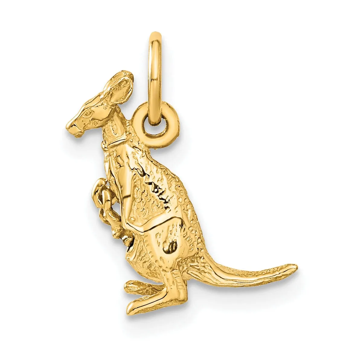 14k Yellow Gold Polished Finish 3-Dimensional Joey Kangaroo Charm Pendant