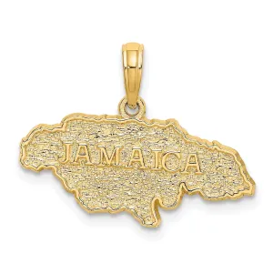 14k Yellow Gold Polished Finish Map Shape of JAMAICA Charm Pendant