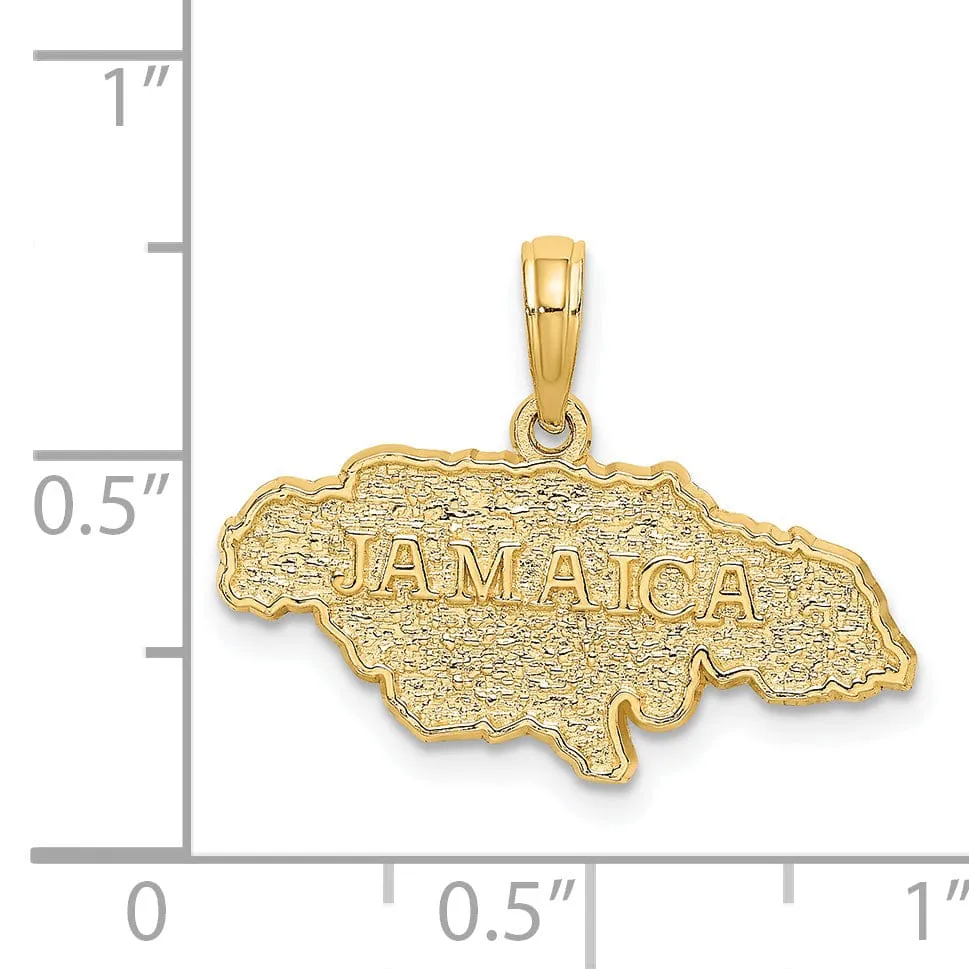 14k Yellow Gold Polished Finish Map Shape of JAMAICA Charm Pendant