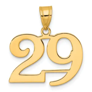 14k Yellow Gold Polished Finish Number 29 Charm Pendant