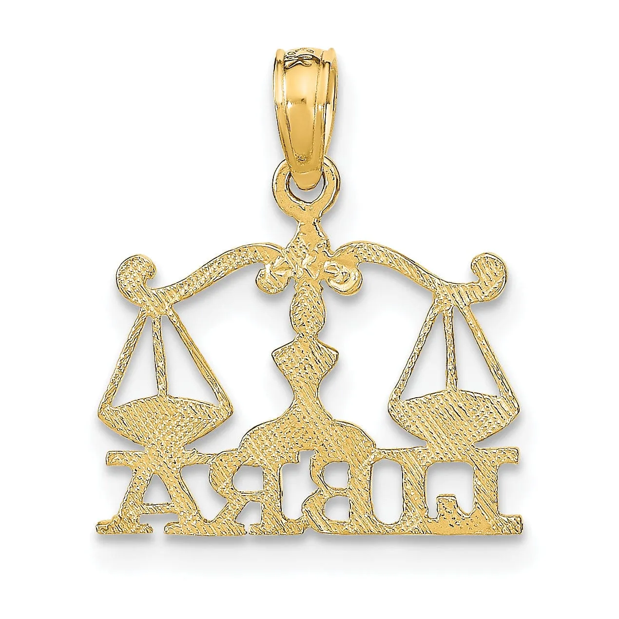 14K Yellow Gold Polished Textured Finish Zodiac LIBRA Charm Pendant