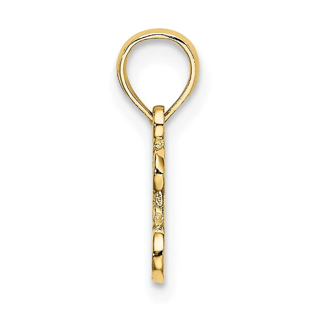 14K Yellow Gold Solid Polished Textured Finish School House Building Charm Pendant