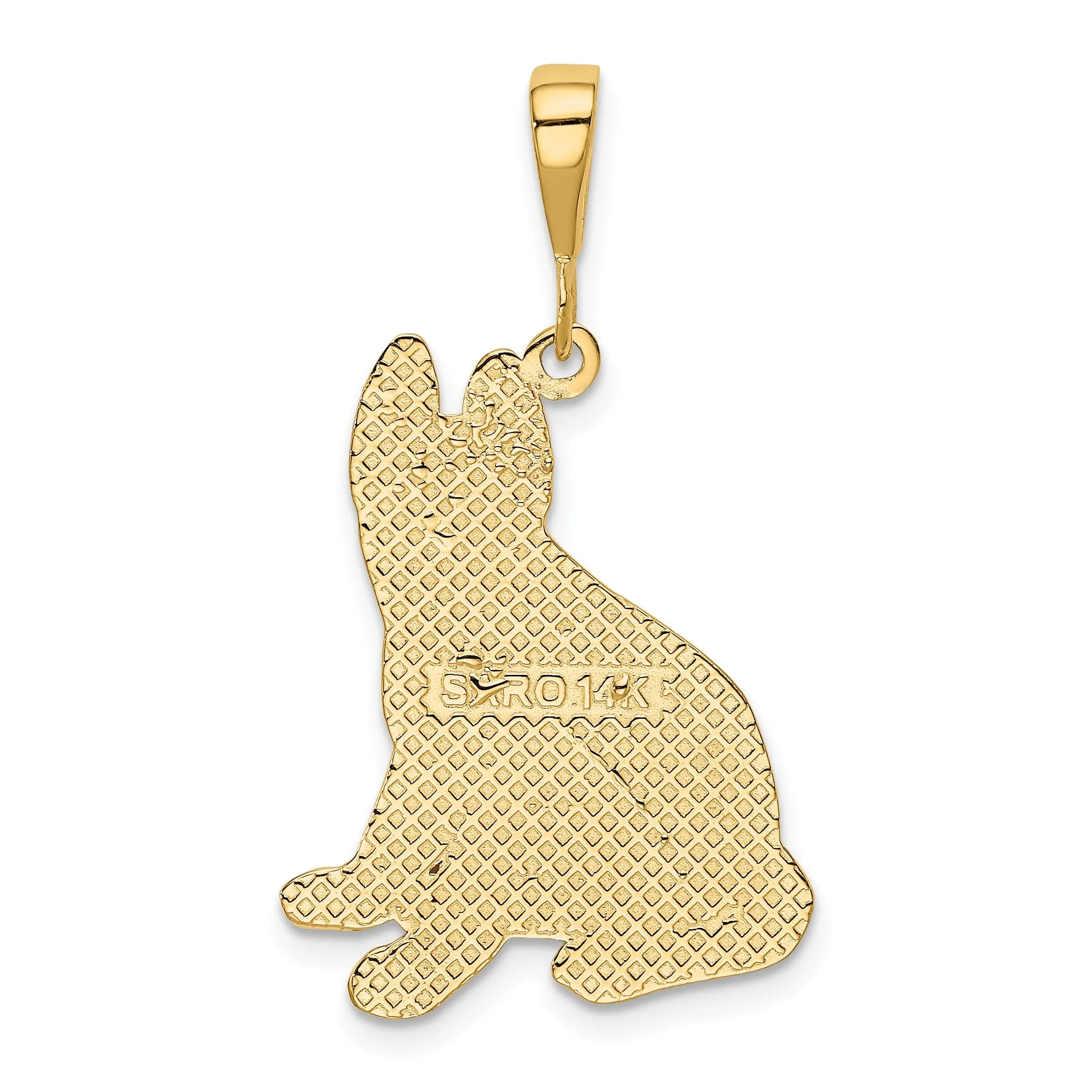 14k Yellow Gold Textured Polished Finish Pit German Shepherd Charm Pendant