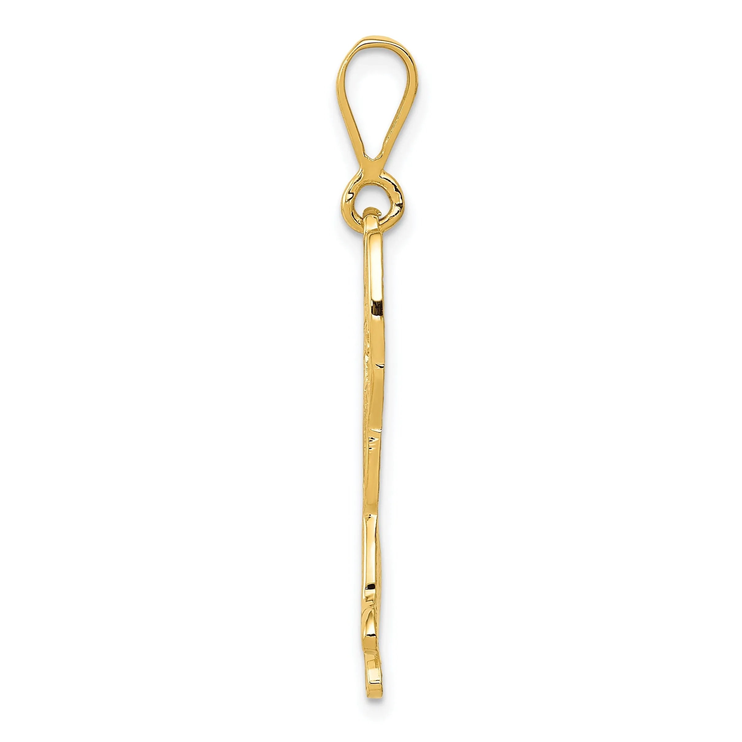 14k Yellow Gold Textured Polished Finish Pit German Shepherd Charm Pendant