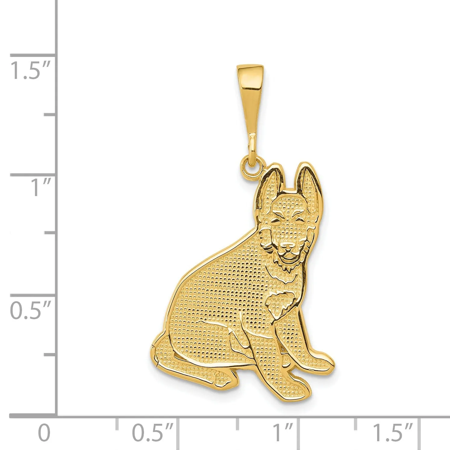 14k Yellow Gold Textured Polished Finish Pit German Shepherd Charm Pendant