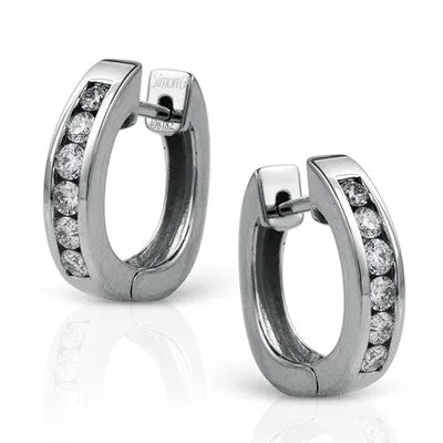 18 Karat White Gold Diamond Small Hoop Earrings